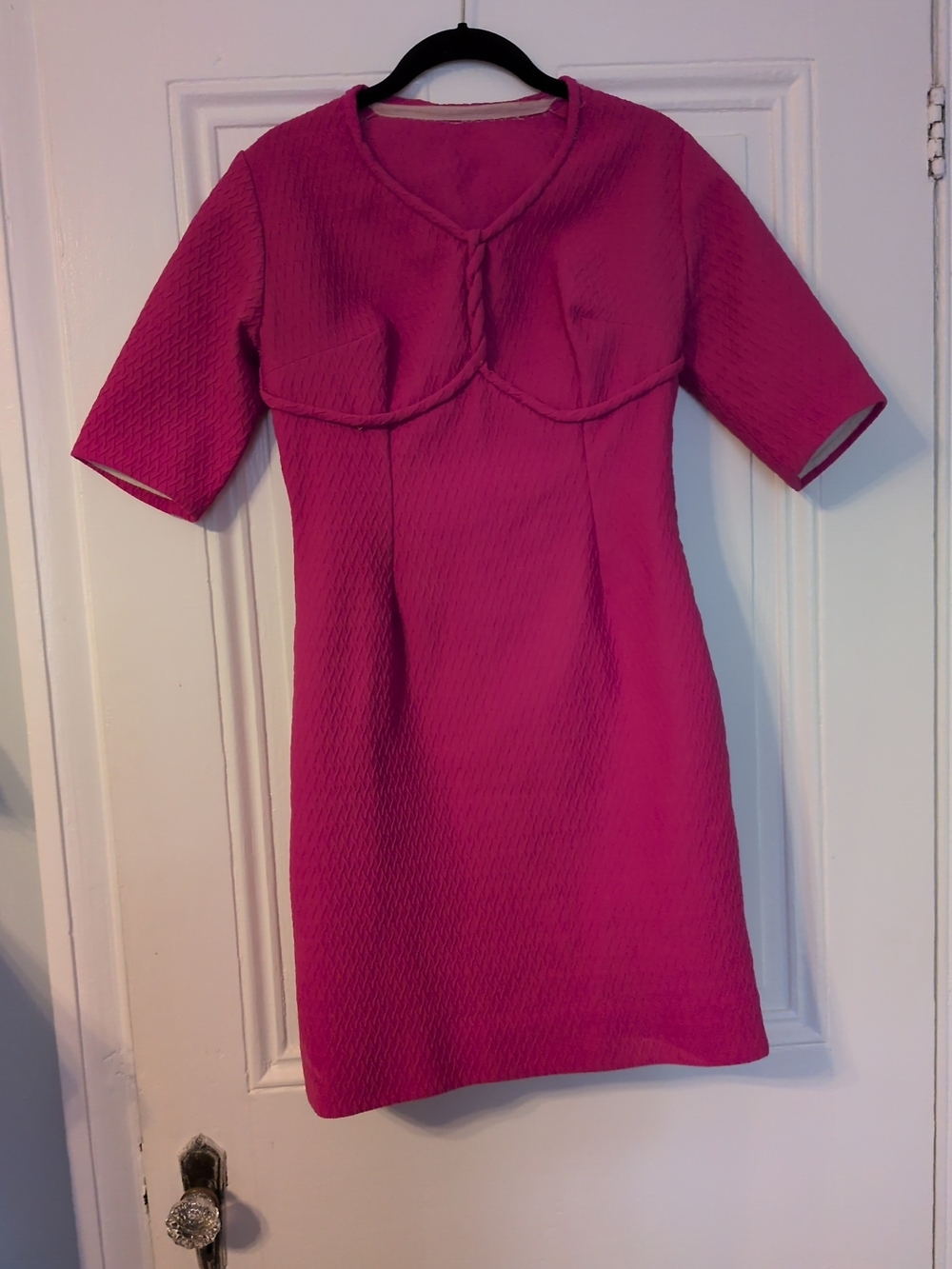 Vintage Women’s Pink Textured Short Sleeve Dress
